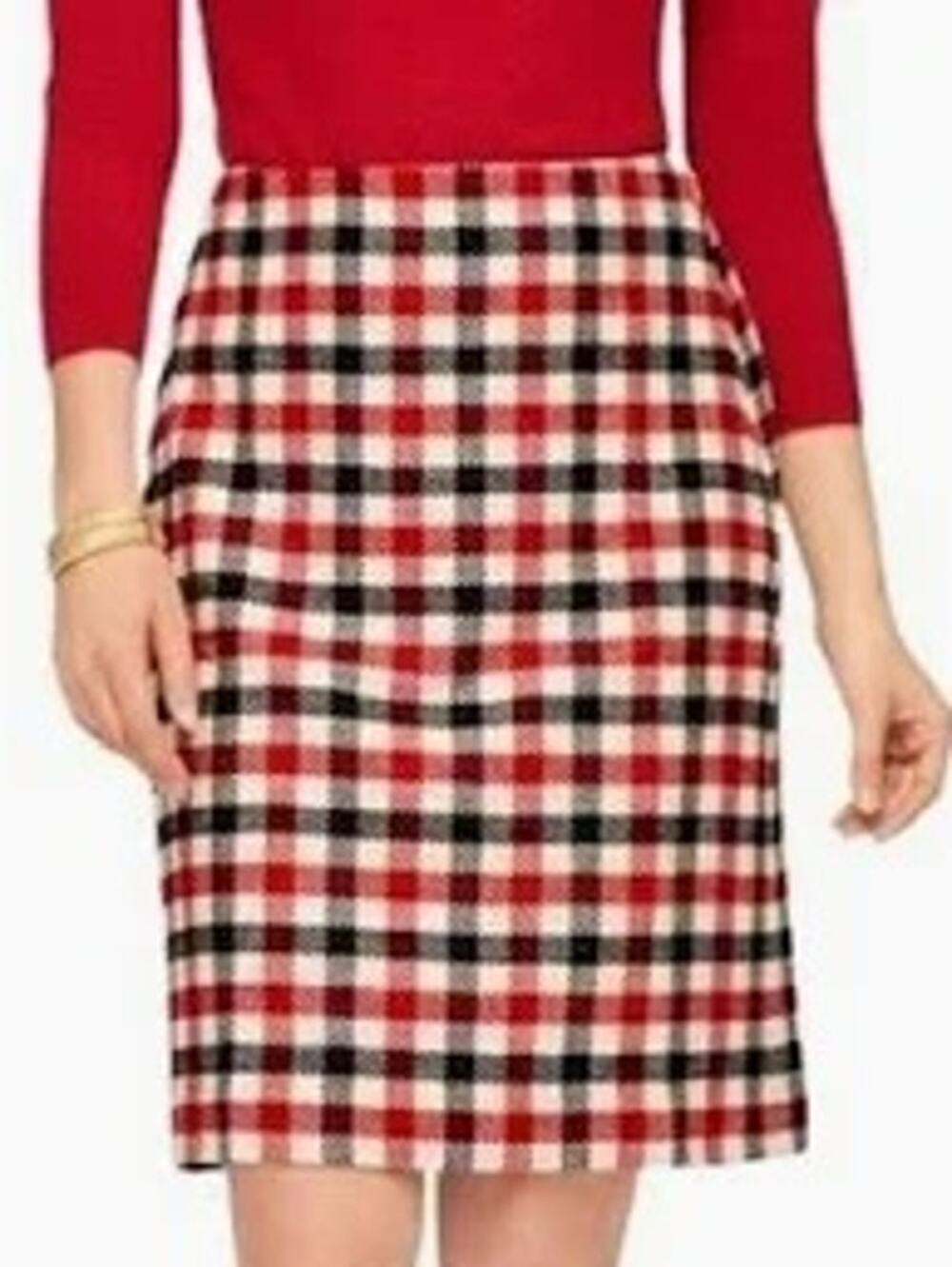 NWT Talbots Womens Wool Blend Festive Check Skirt Work Holidays A Line 14